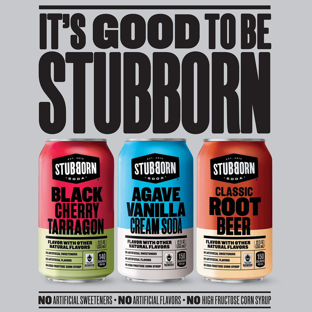 Stubborn Soda Agave Vanilla Cream Soda can with smooth vanilla notes.