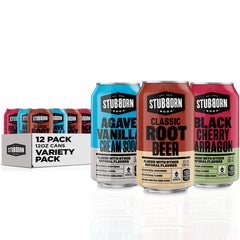 Stubborn Soda variety pack with three flavors for sharing.