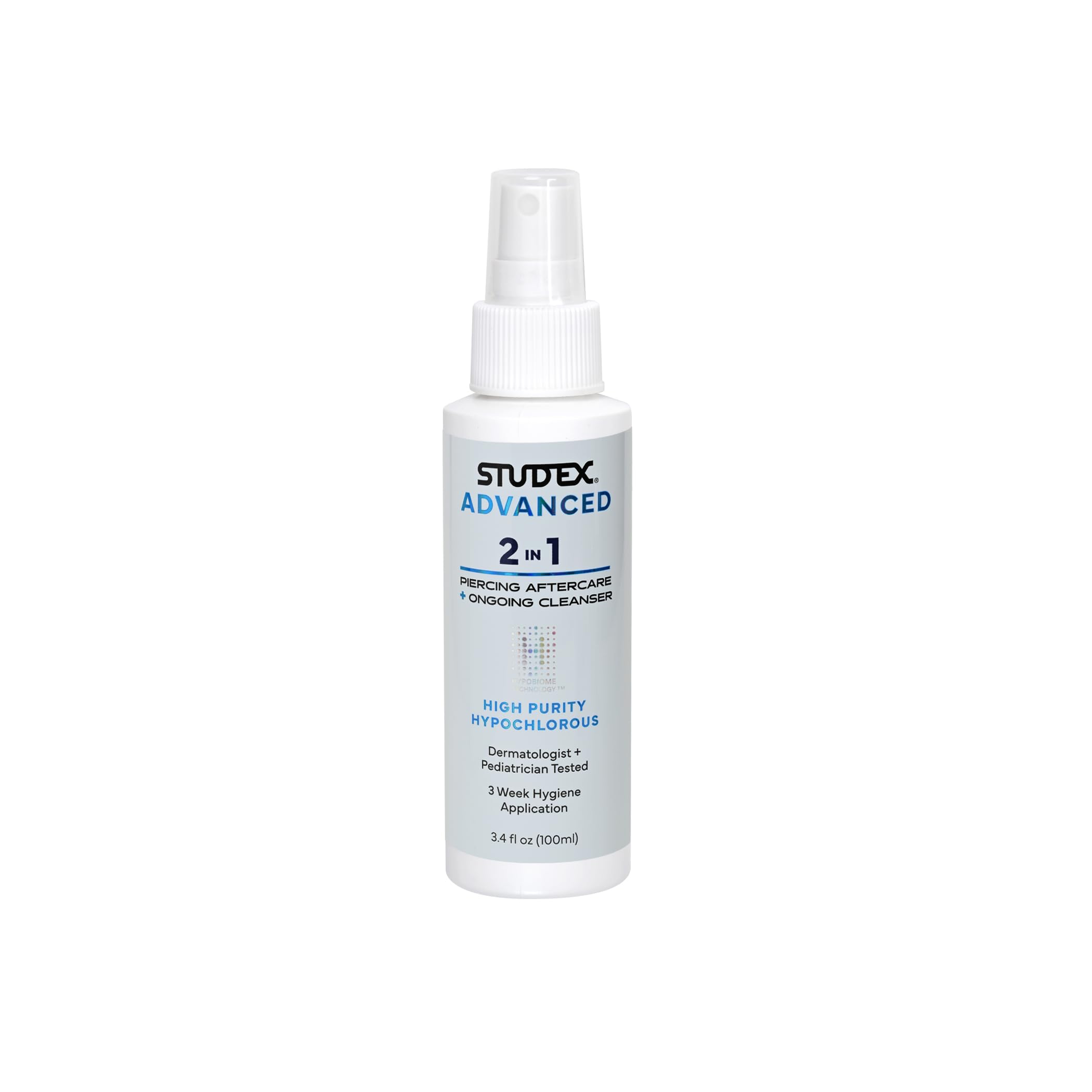 Studex Advanced 2-in-1 aftercare spray bottle for gentle piercing cleansing