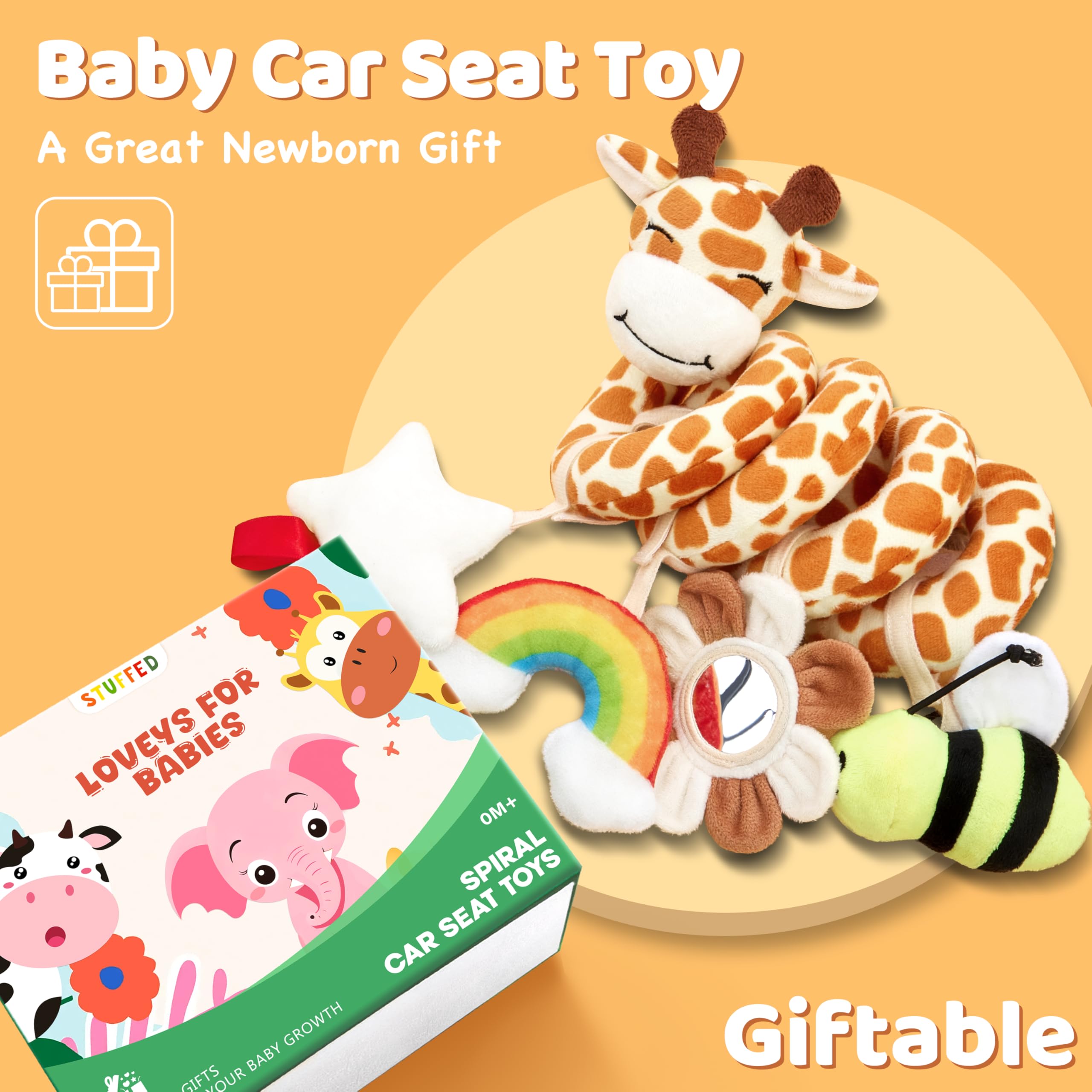 Stuffed giraffe soft textures with removable tail support safe handling.