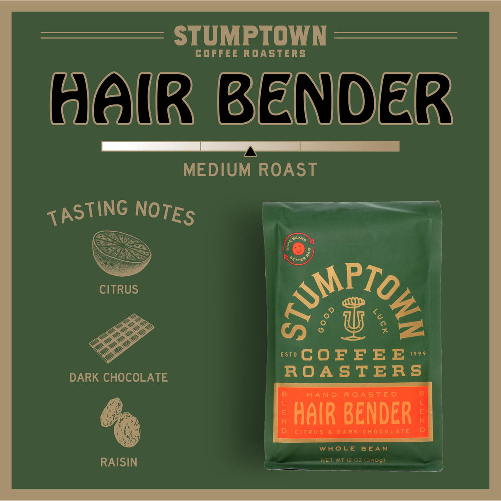 Stumptown Hair Bender direct trade label on bag