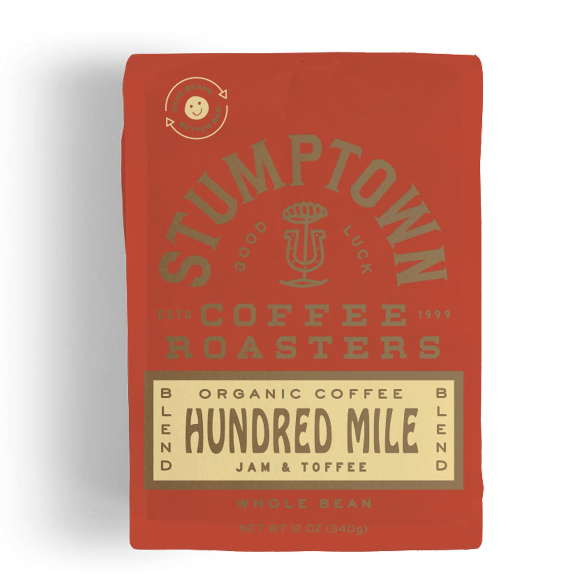 Stumptown Hundred Mile organic coffee bag front, ideal for your daily morning ritual.