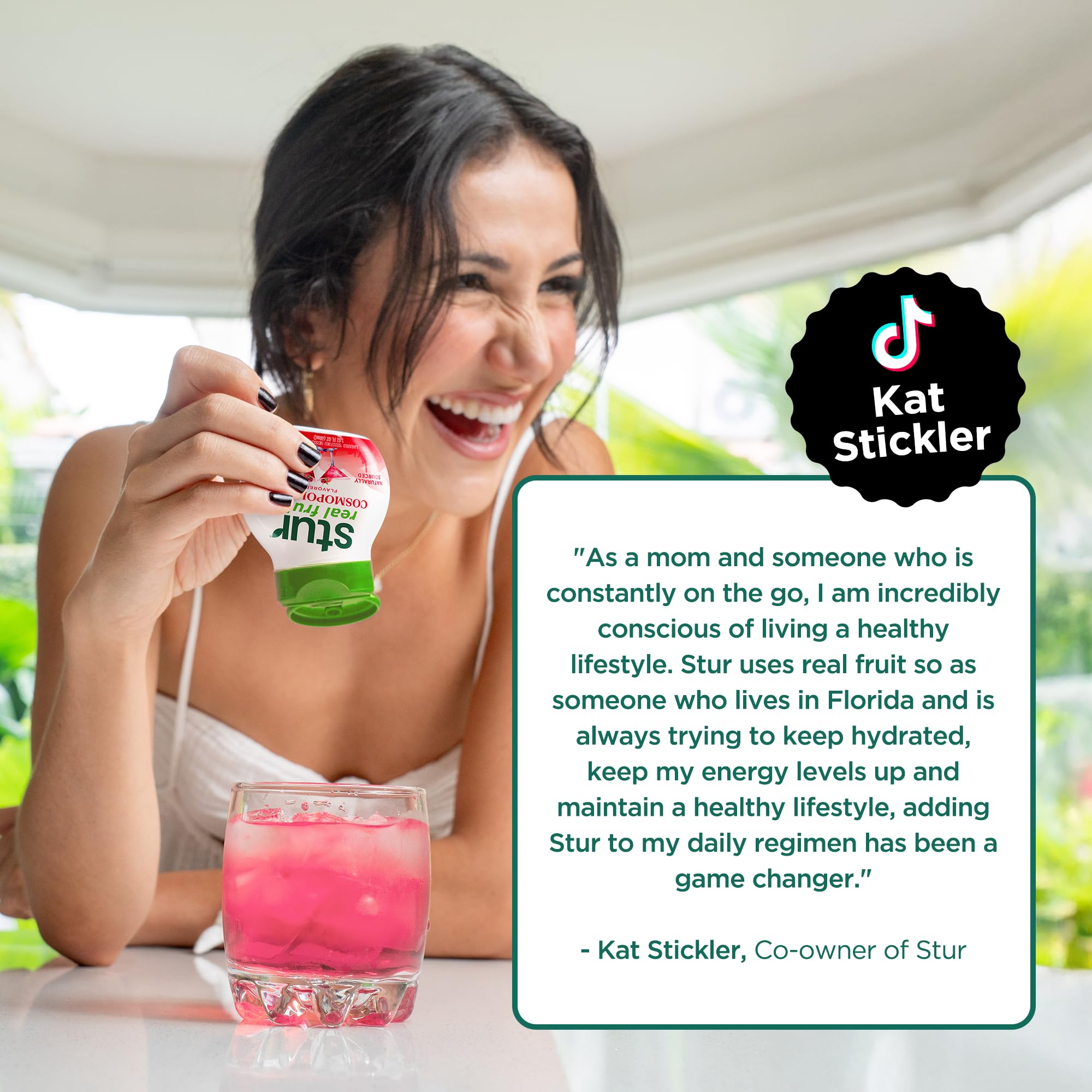 Stur bottle label emphasizes keto and vegan attributes.