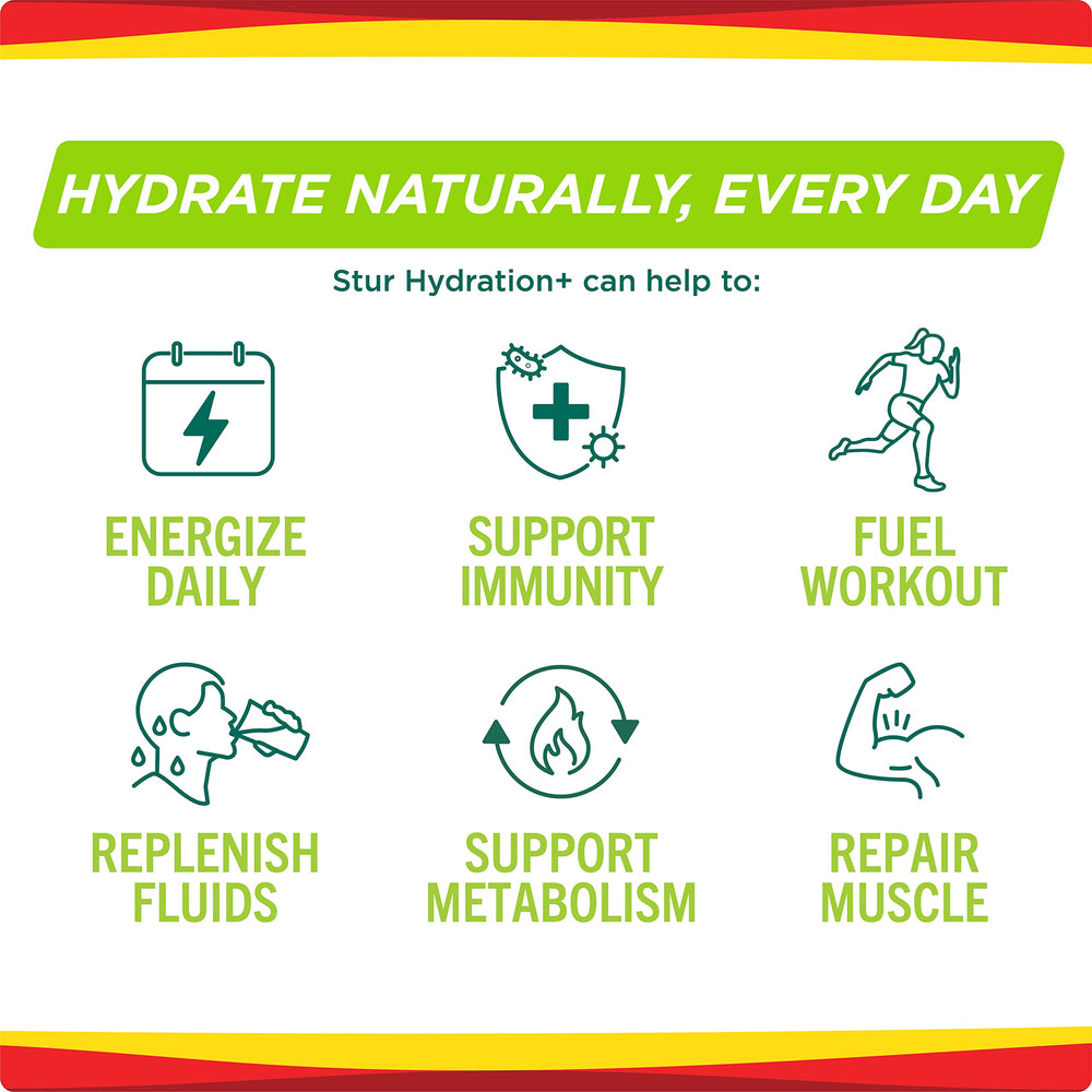 Stur Electrolytes Fruit Punch fast-dissolving packets for workouts.