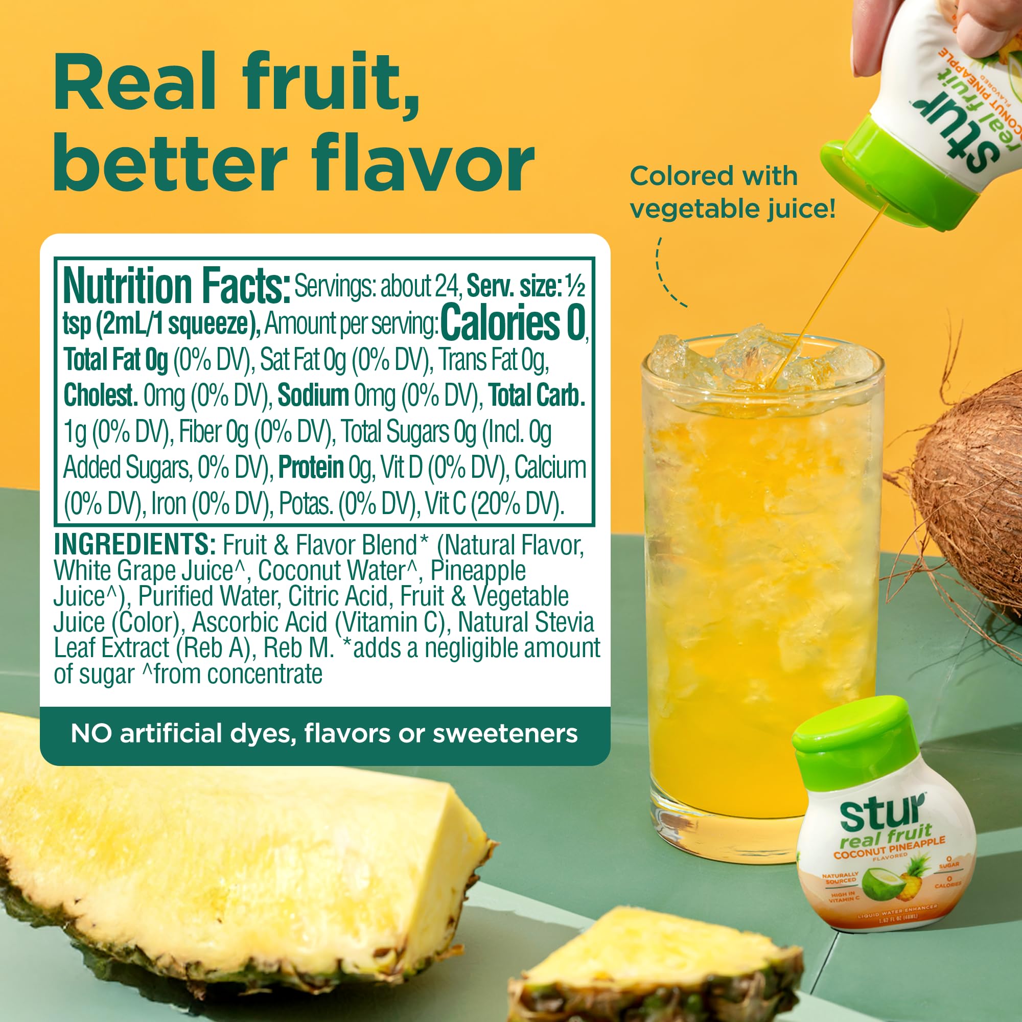 Stur Coconut Pineapple pour, instant tropical flavor boost for water