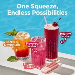 Stur label closeup highlights real fruit extracts and stevia for sweetness.