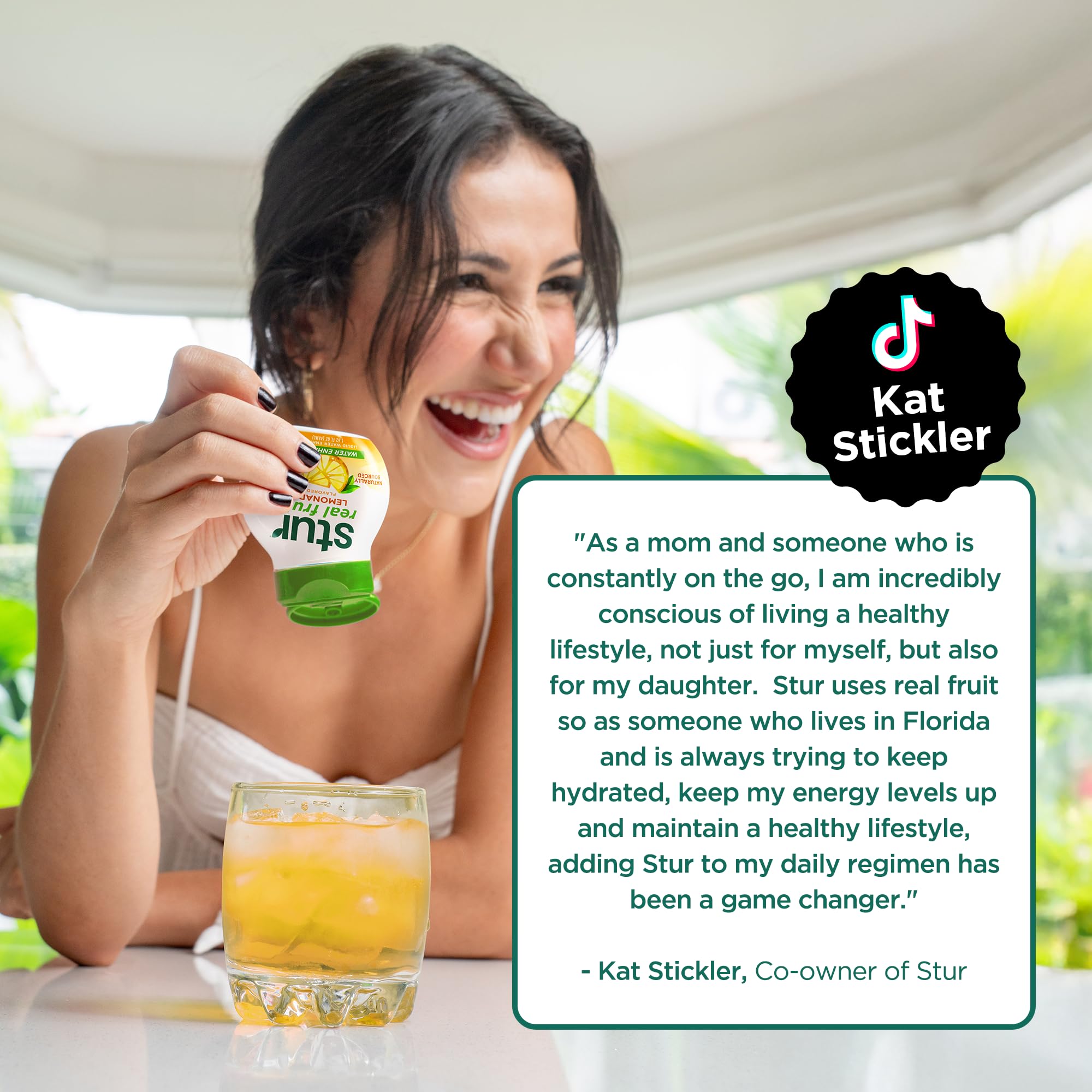 Zero calories shown on Stur Lemonade label for sugar-free refreshment