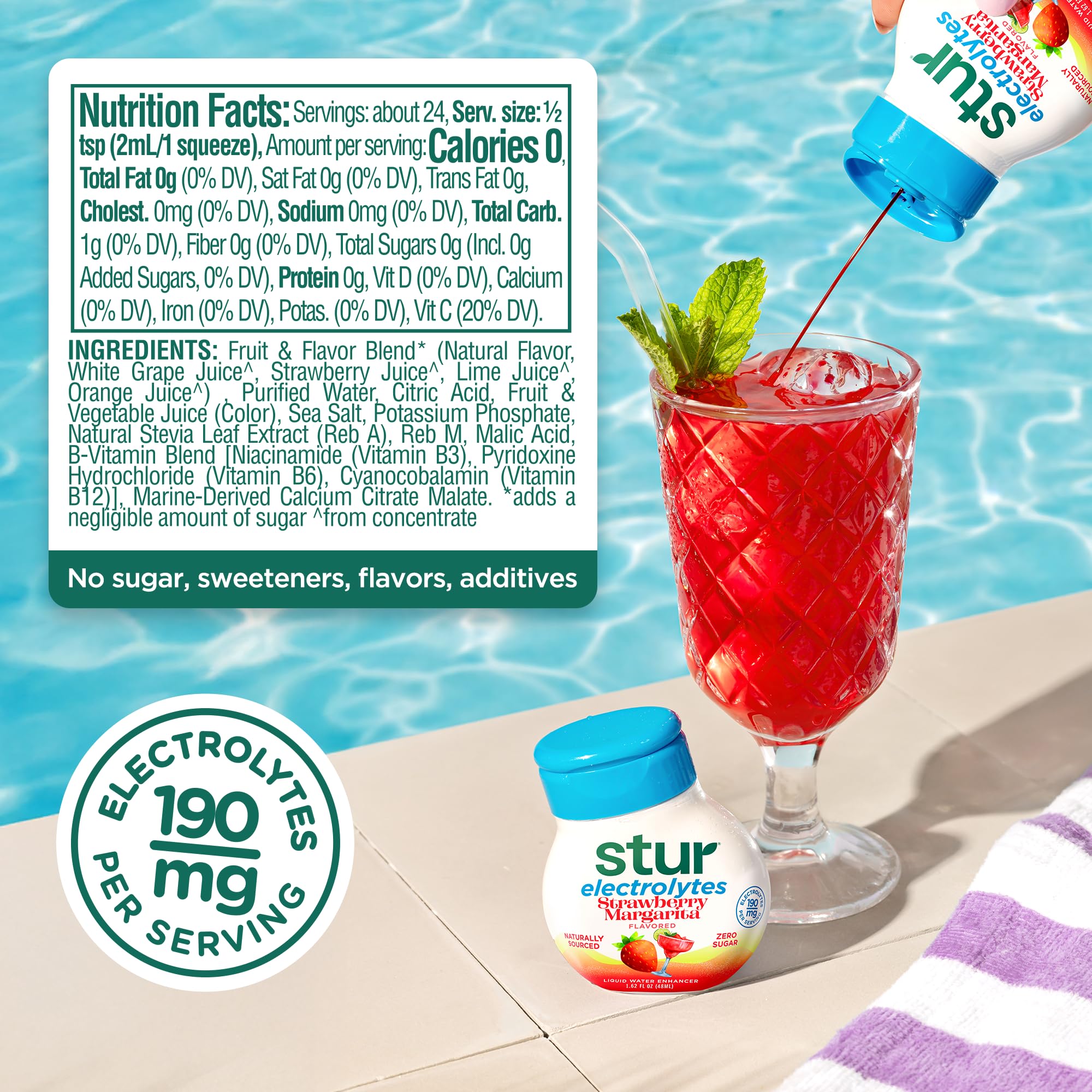Stur real-fruit-extract closeup highlights natural color from vegetable-dyes.