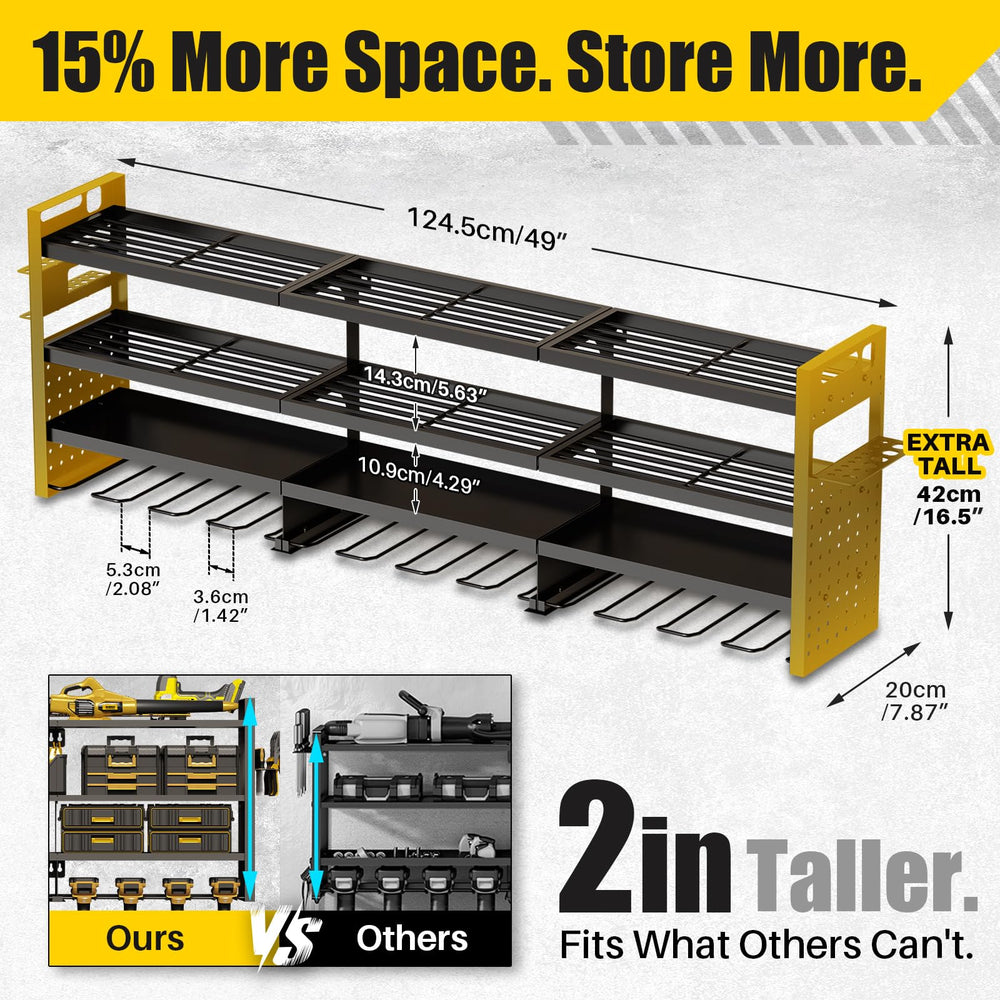 STURDIFLOW 12 cordless drill holders provide quick access.