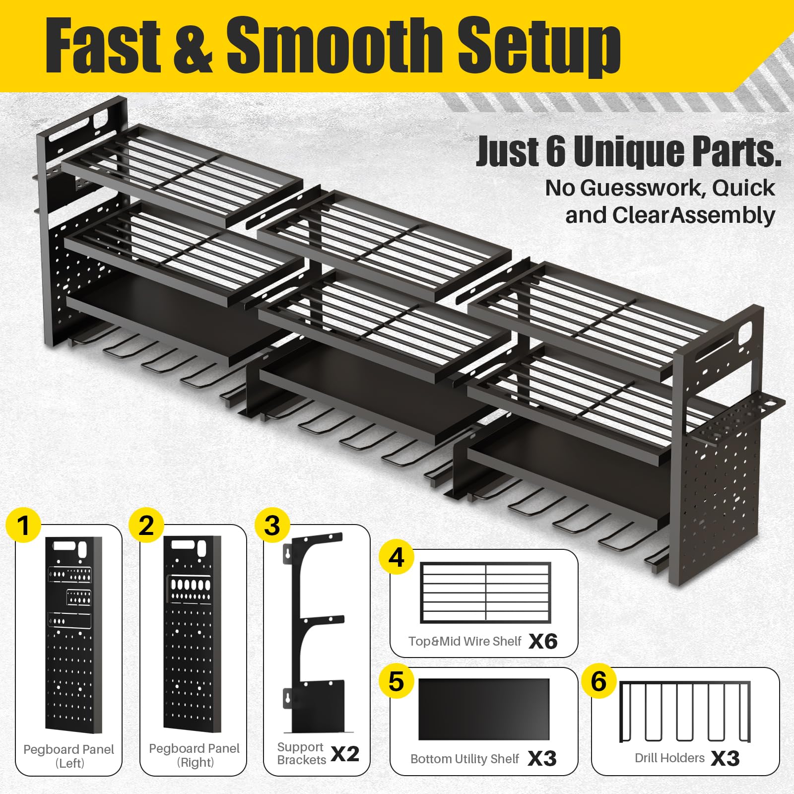 STURDIFLOW universal pegboard enables expansion and customization.