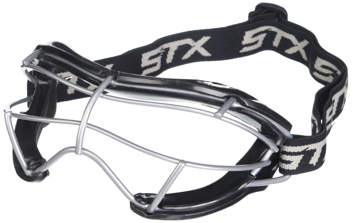 STX 4Sight+ S adult lacrosse goggle front view with oval wire for clear visibility.