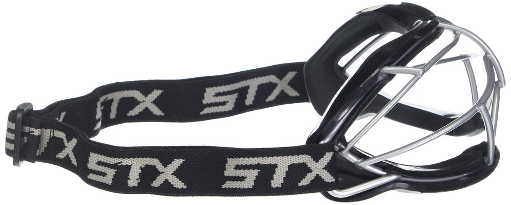 STX 4Sight+ S adult lacrosse goggle padding closeup highlights easy-clean silicone.