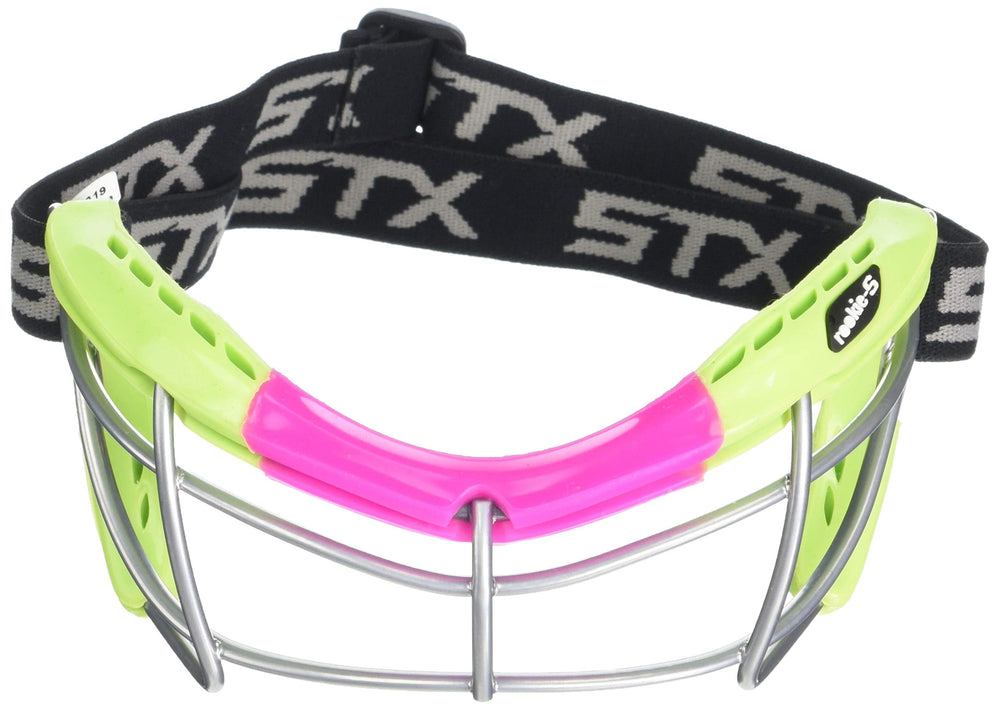 STX Rookie-S Goggle lime pink front view highlights compact cage for visibility
