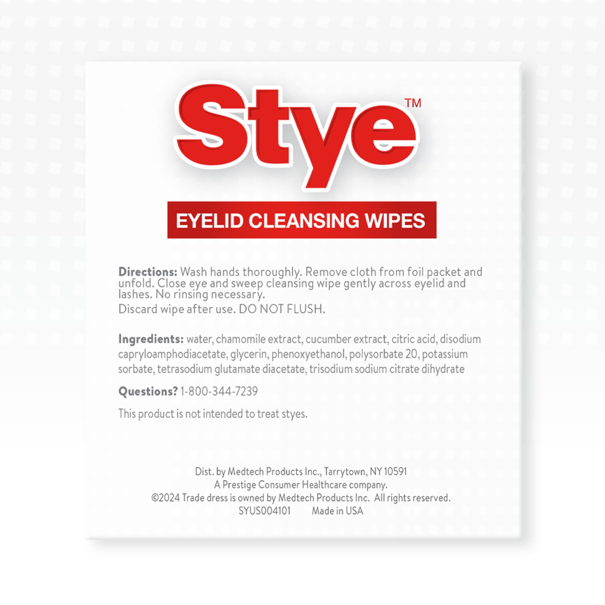 Stye eye wipes for cleaning the eye area before drops or ointment.