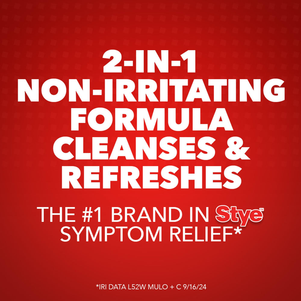 Stye eye wipes, pre-moistened for quick oil and debris removal.