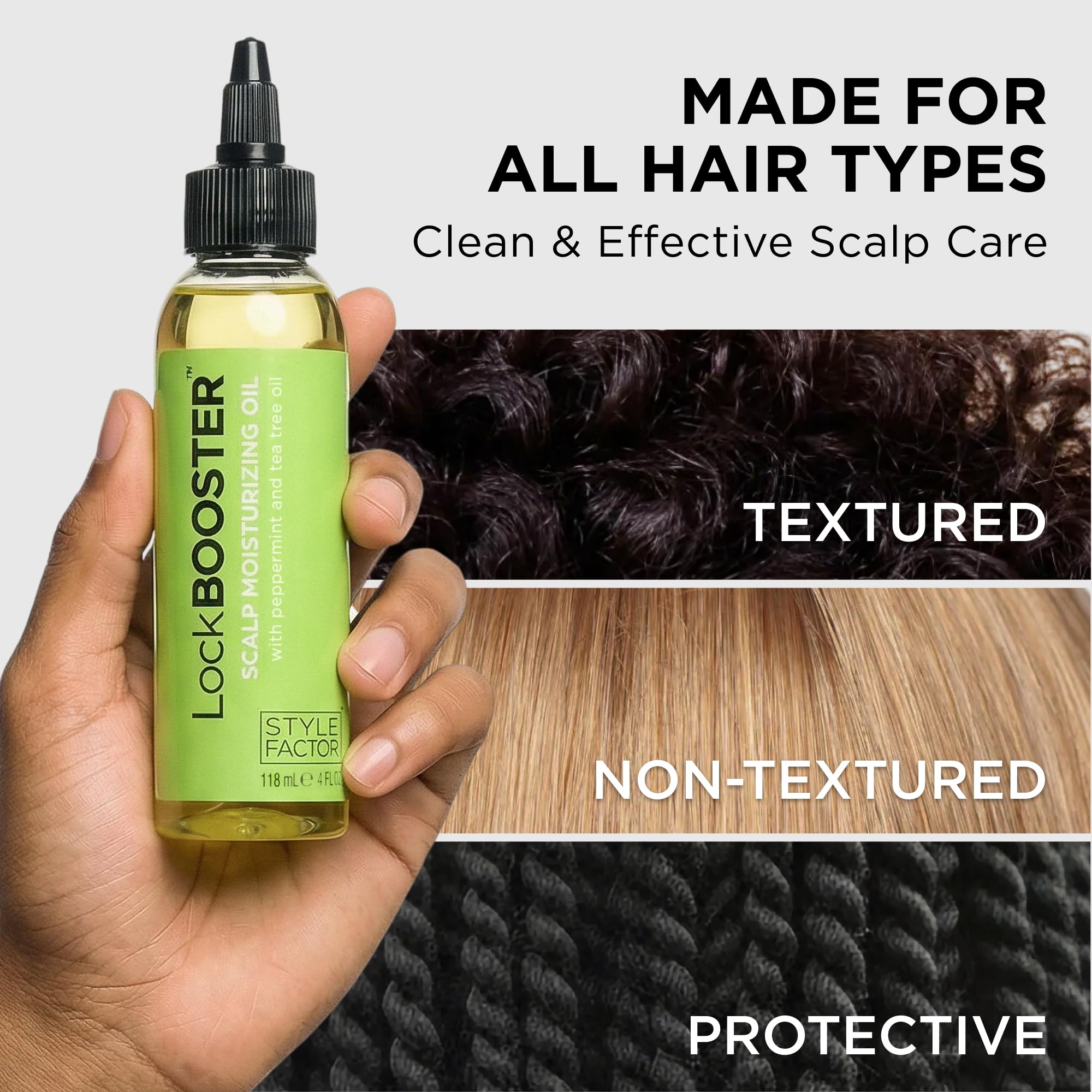 Style Factor LockBOOSTER protects locs while twisting for refreshed scalp.
