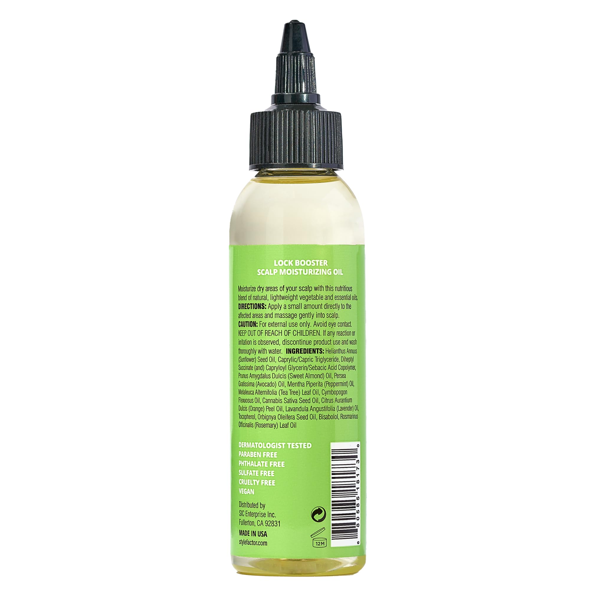 Style Factor LockBOOSTER packaging highlights lightweight scalp oil for daily use.