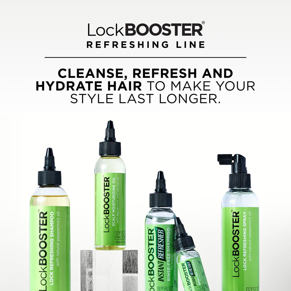 Style Factor LockBOOSTER seals moisture at roots for twists.