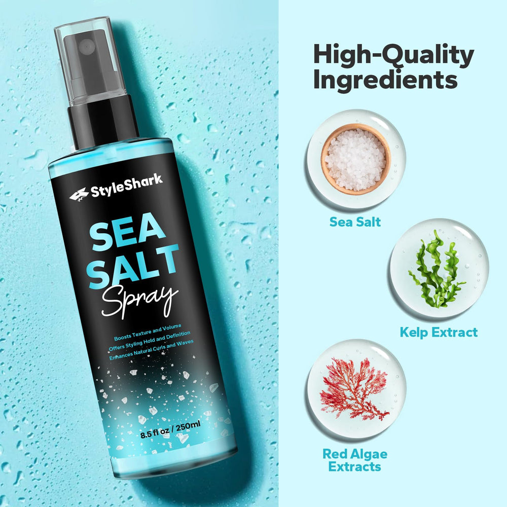 StyleShark Sea Salt Spray demonstrates hair volume and fullness for a fuller look