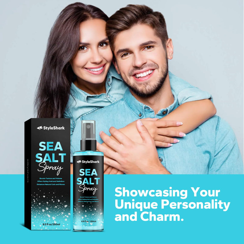 StyleShark Sea Salt Spray model showing casual, beachy hair texture
