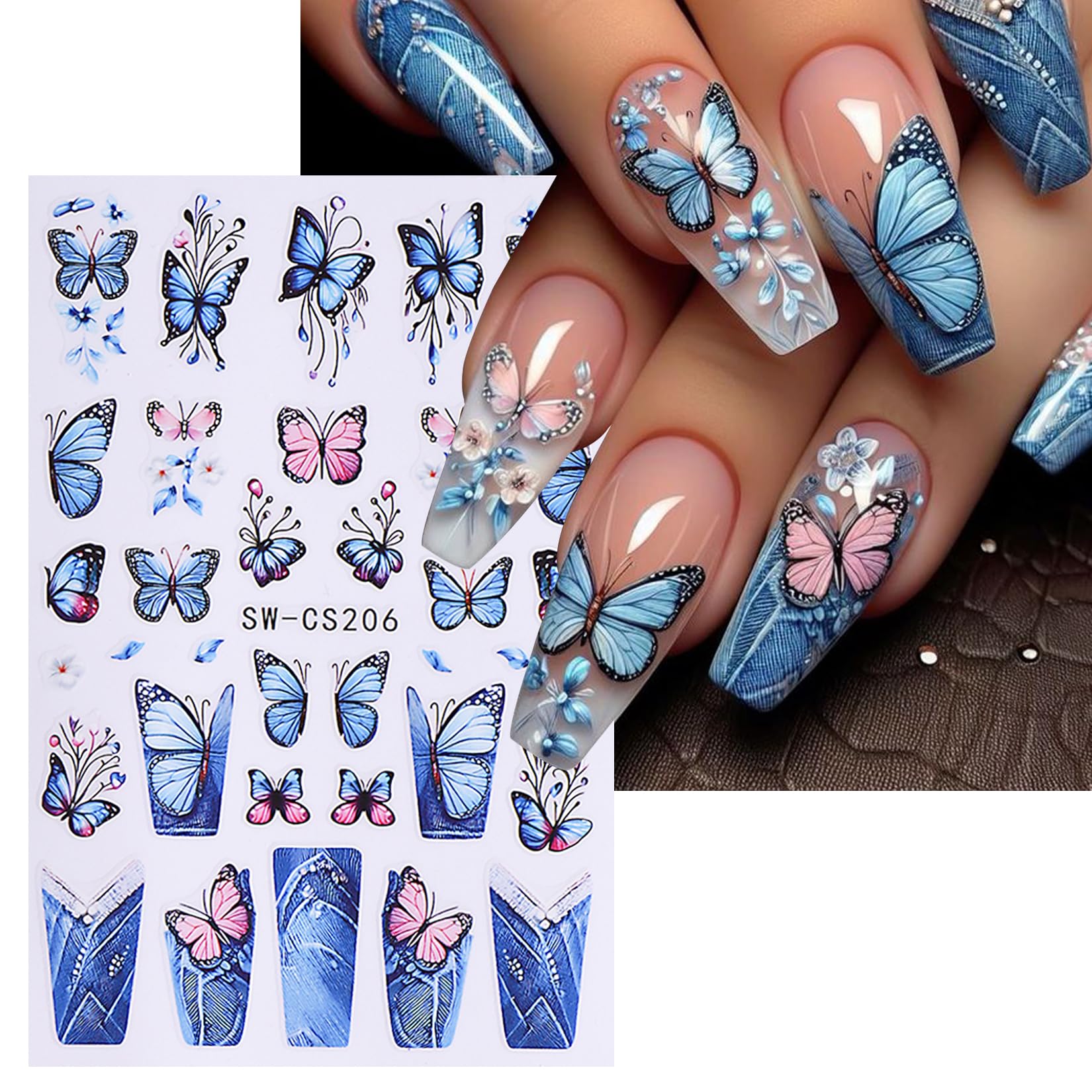 STZPRONAIL 3D floral leaves decals enhance dimensional nail decor.