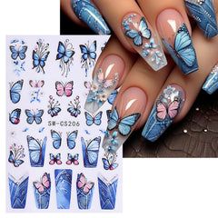 STZPRONAIL 3D floral leaves decals enhance dimensional nail decor.