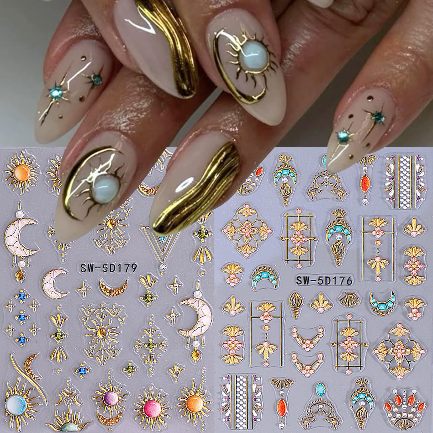 STZPRONAIL 3D embossed nail stickers with sky design for depth