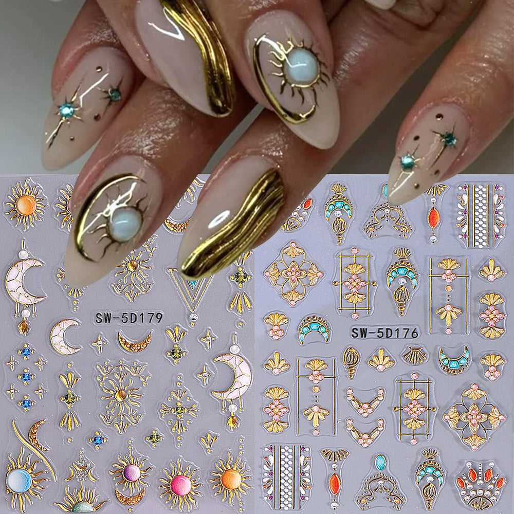 STZPRONAIL 3D embossed nail stickers with sky design for depth
