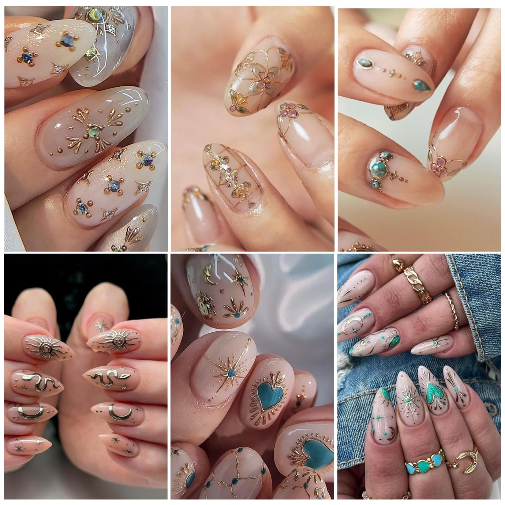 STZPRONAIL moon-star embossed 5D stickers for celestial manicure