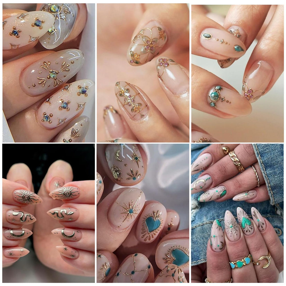 STZPRONAIL moon-star embossed 5D stickers for celestial manicure
