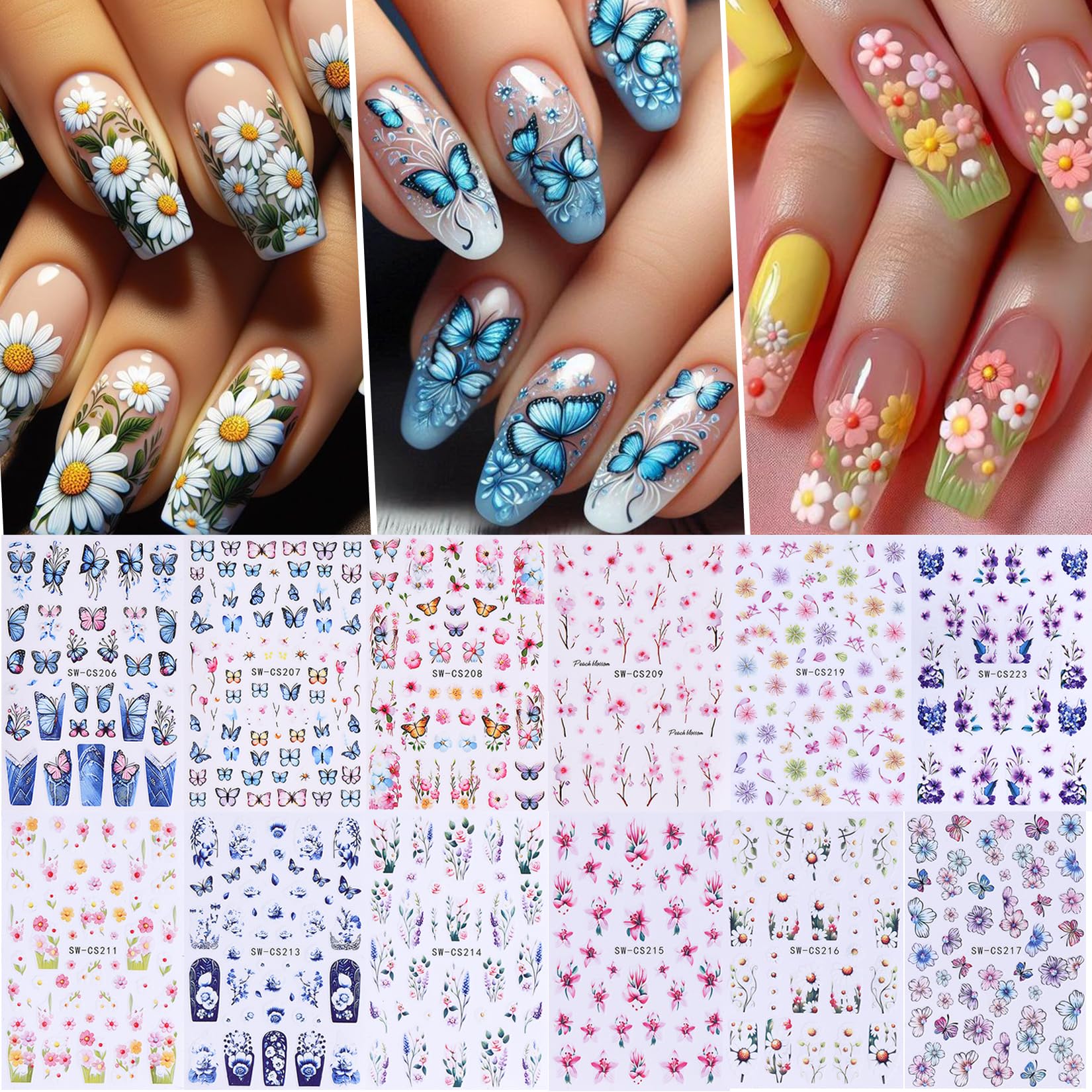 STZPRONAIL pink cherry blossom stickers elevate everyday nail designs.
