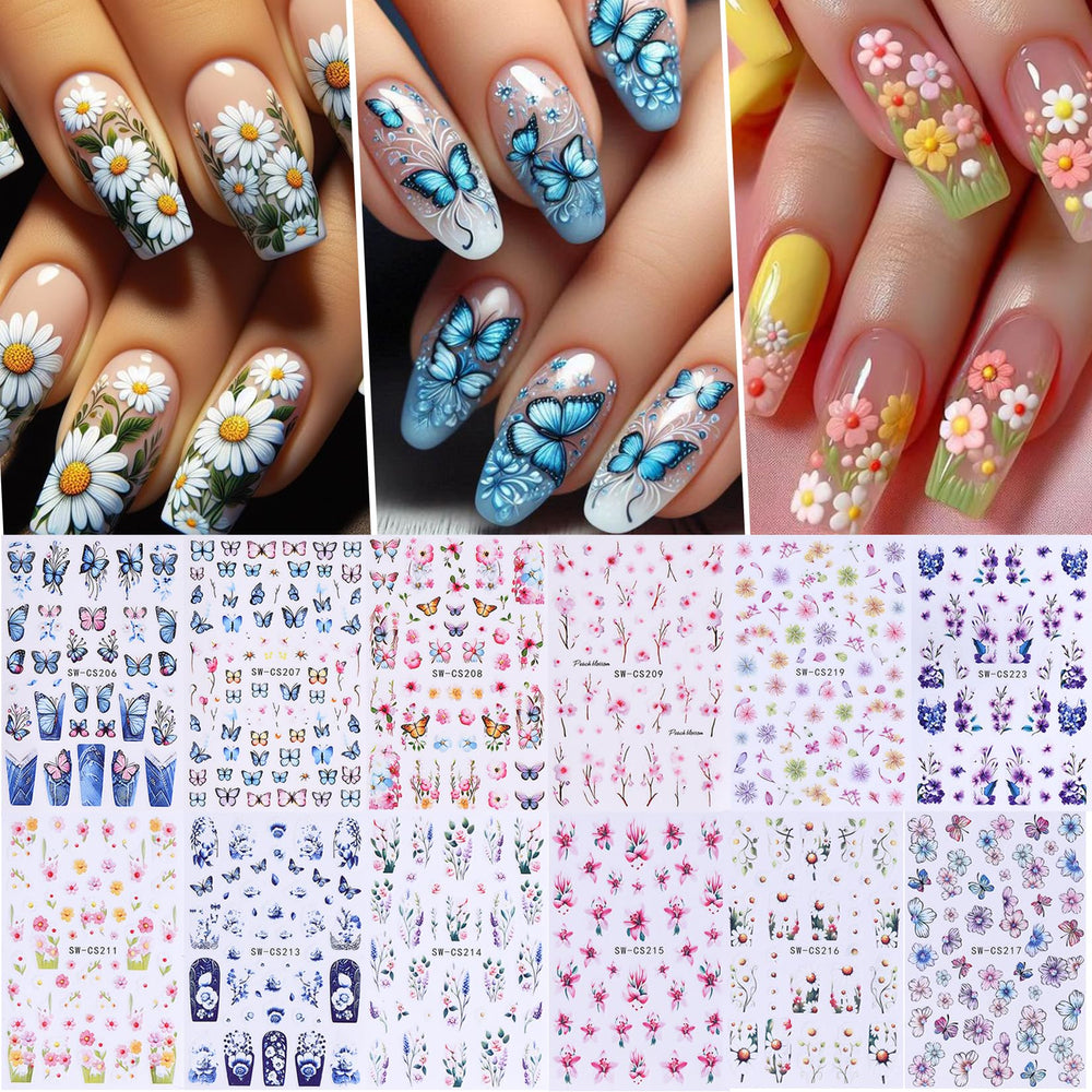 STZPRONAIL pink cherry blossom stickers elevate everyday nail designs.
