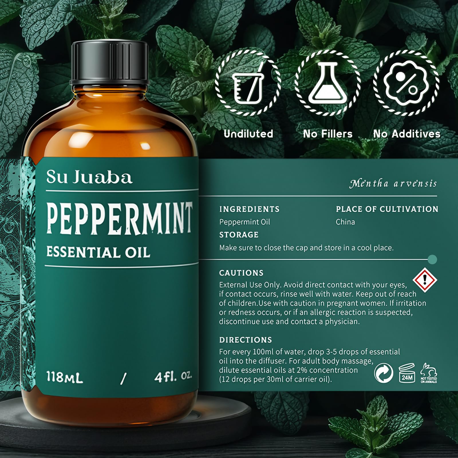 SU JUABA peppermint oil used with carrier oil for massage