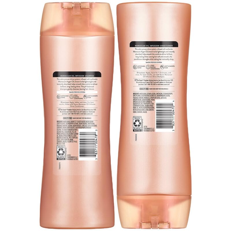 Suave 12.6oz shampoo and conditioner duo on display for everyday shine