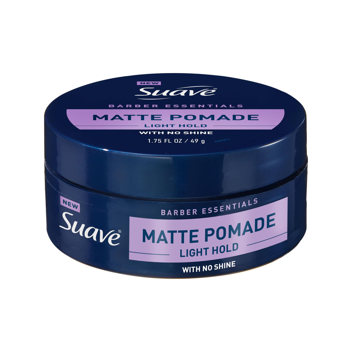 Suave Barber Essentials Pomade jar front view for a matte finish.