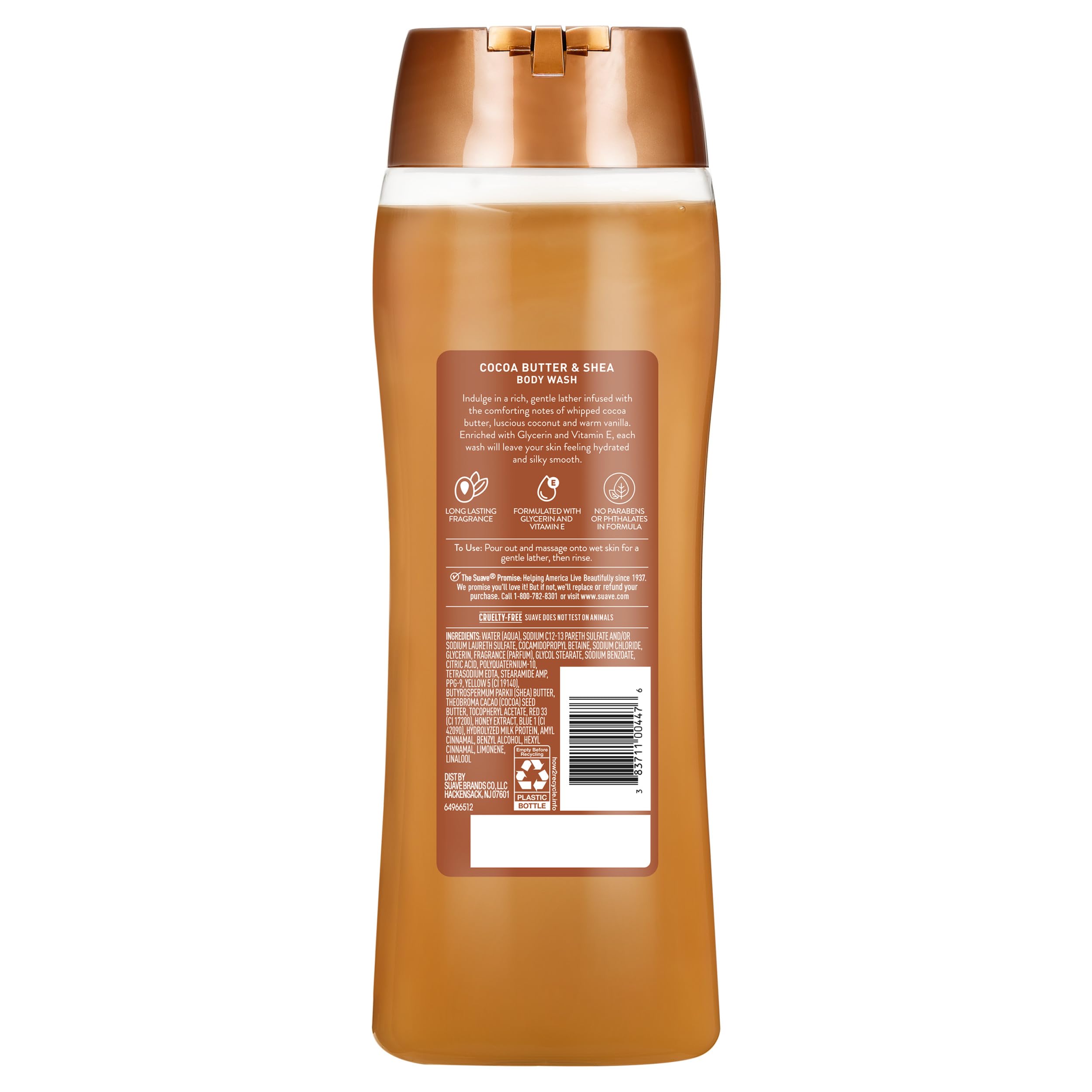Pouring Suave body wash to reveal rich, creamy texture.