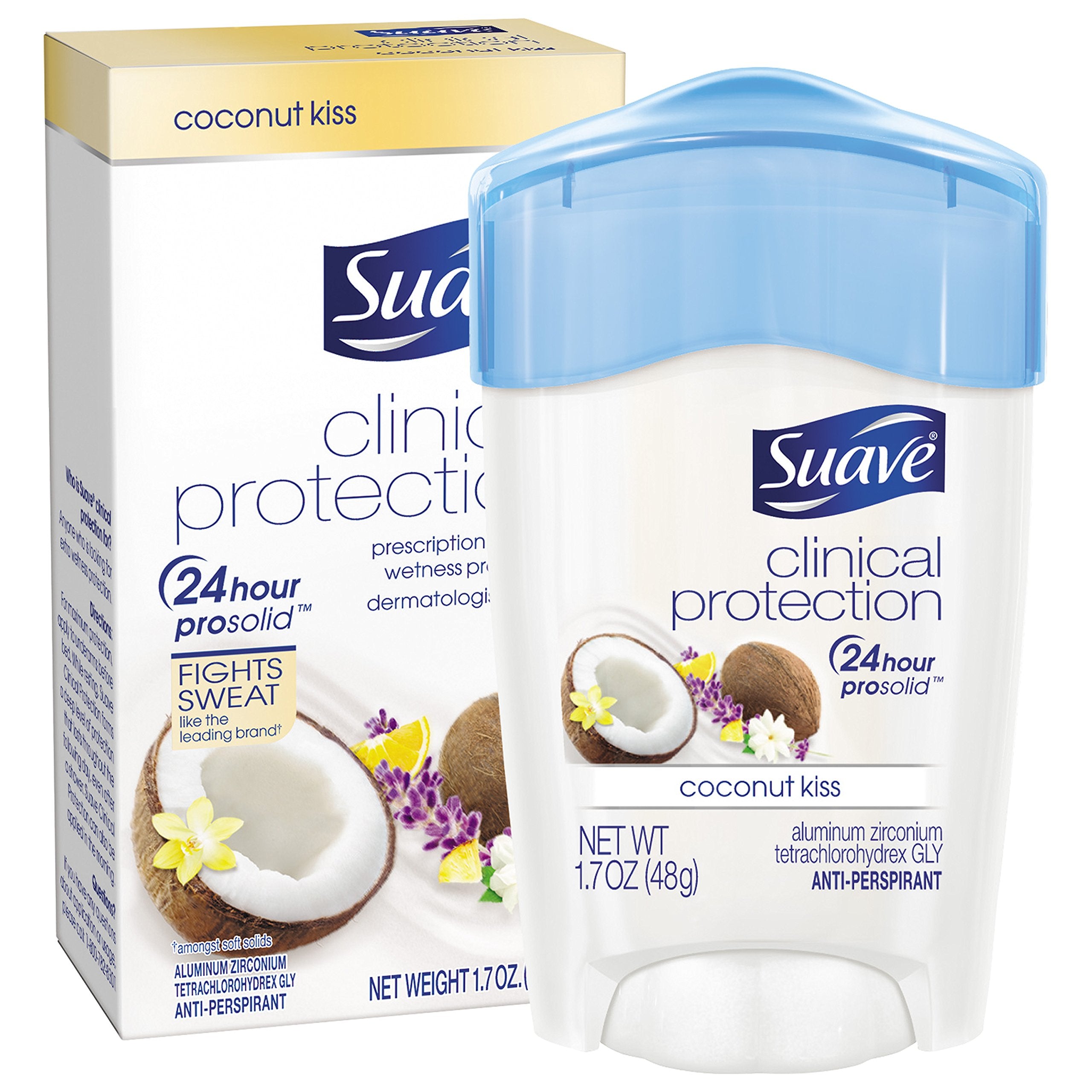 Suave Coconut Kiss packaging-box front with product benefits