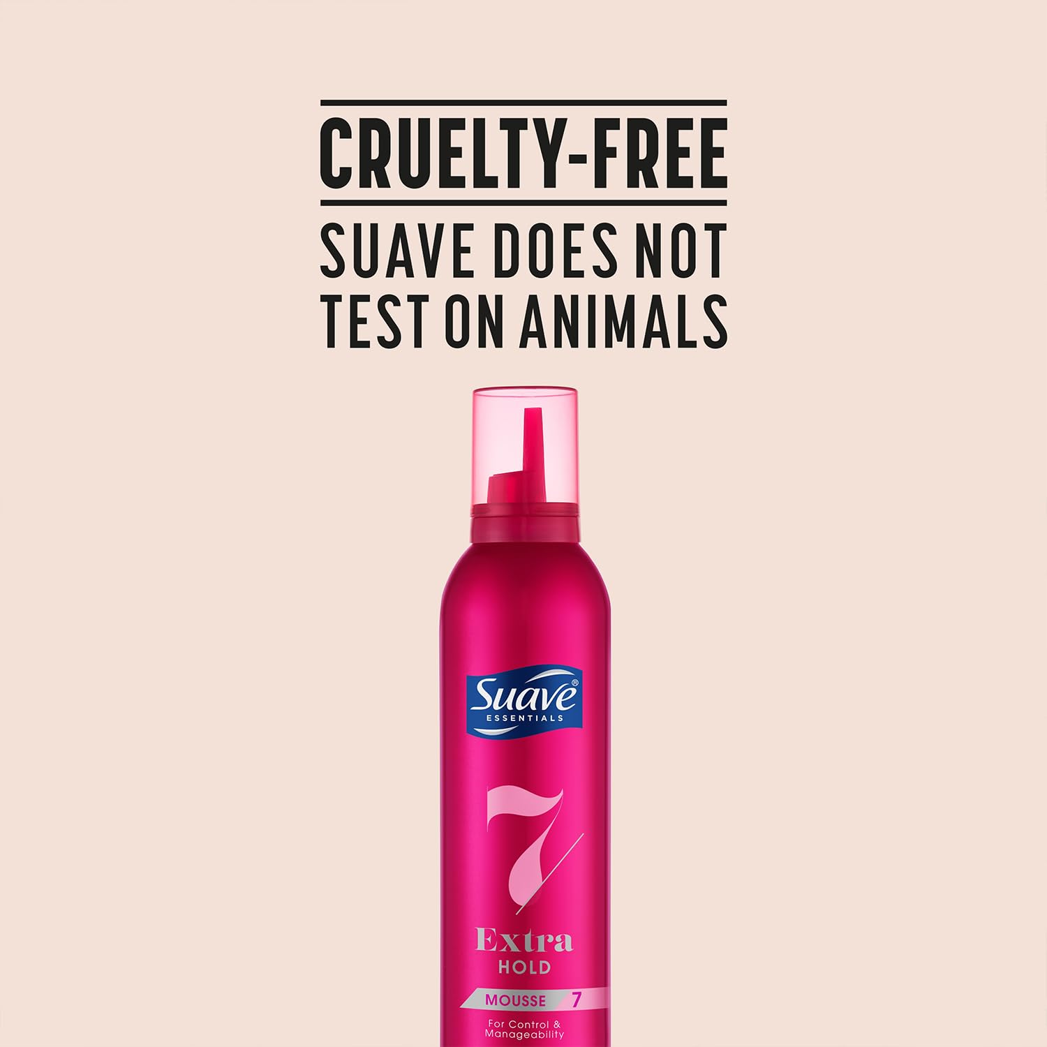 Cruelty-free logo emphasizes ethical choice with Suave products.