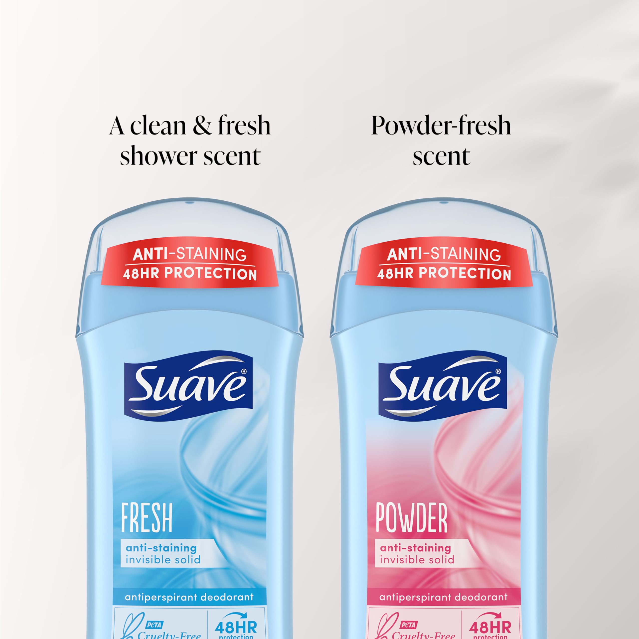 Suave anti-staining label closeup indicating clothes protection.