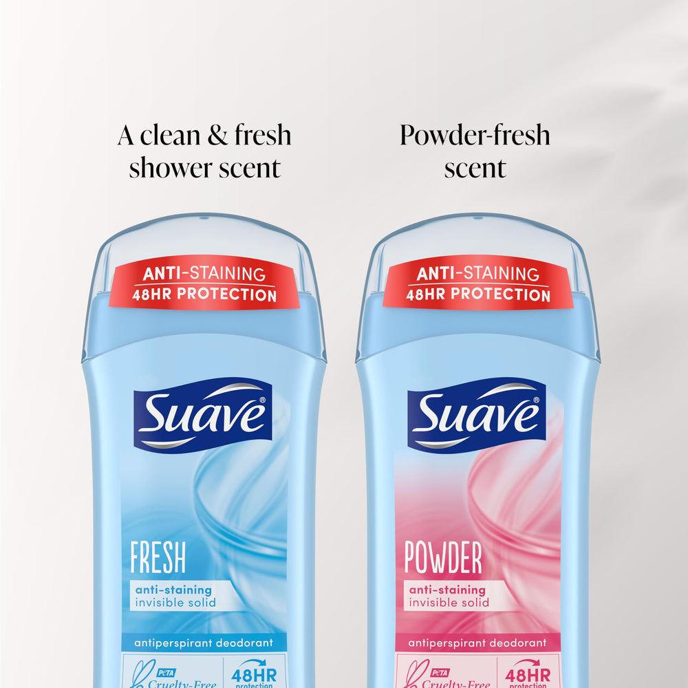 Suave anti-staining label closeup indicating clothes protection.