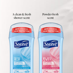 Suave anti-staining label closeup indicating clothes protection.