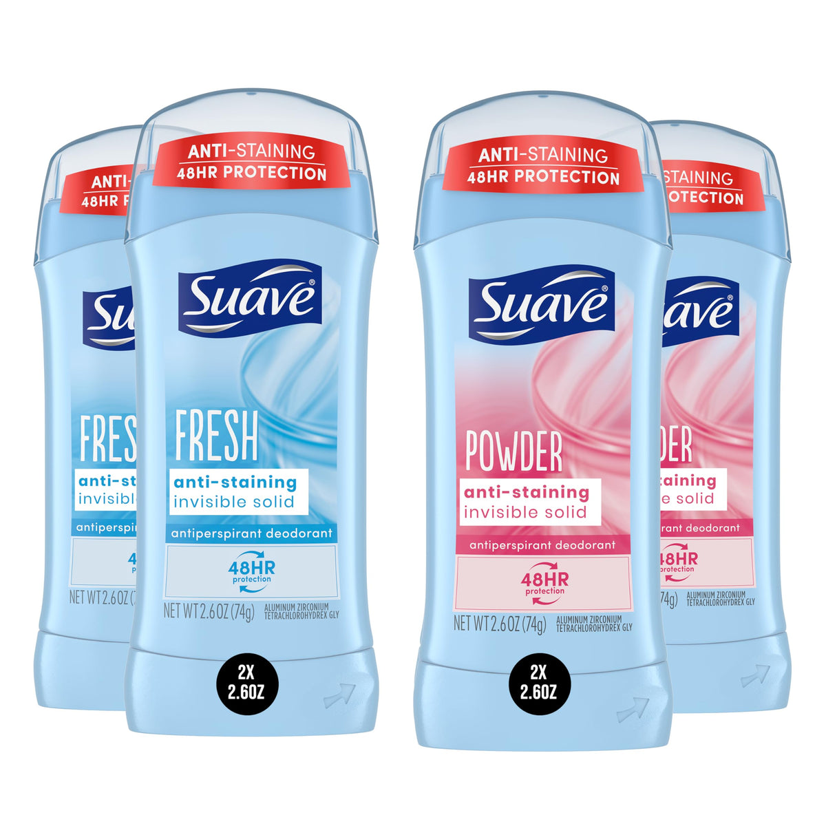 Suave Powder and Fresh bundle packaging closeup for daily freshness.