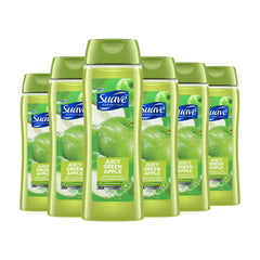 Suave Essentials Juicy Apple Body Wash bottle with crisp apple aroma for a refreshing shower