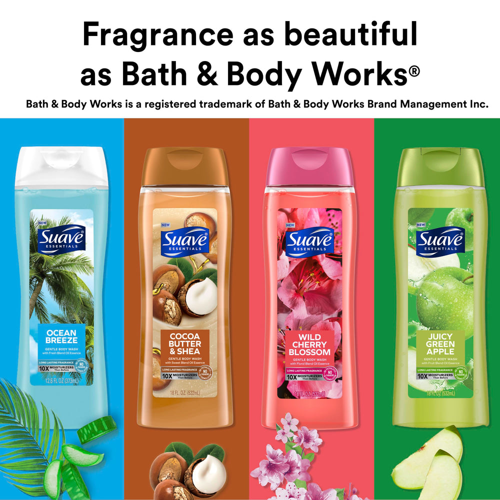 Family using Suave body wash during a morning shower