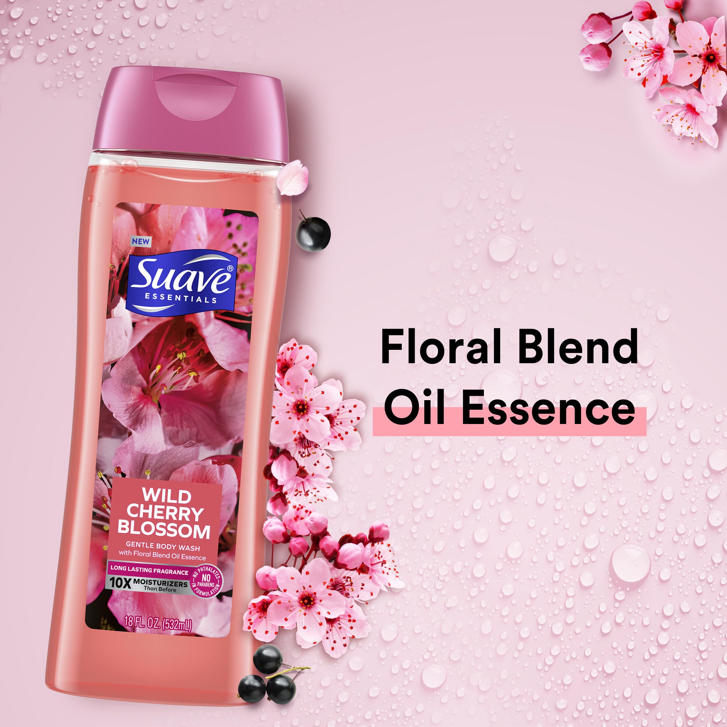 Suave fragrance notes highlight cherry blossom and jasmine.