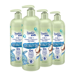 Suave Kids coconut oil 3-in-1 bottle for easy bath time cleansing