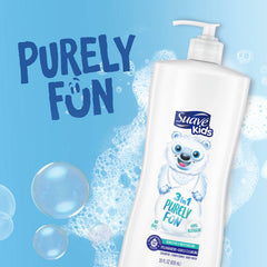 Suave Kids Purely Fun 3-in-1 bottle ready for head-to-toe cleanse