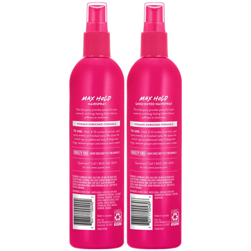 Suave Max Hold scented hairspray 11 oz bottle adds aroma while maintaining long-lasting style