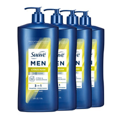 Suave Men Citrus Rush bottle with pump for quick daily cleanse.
