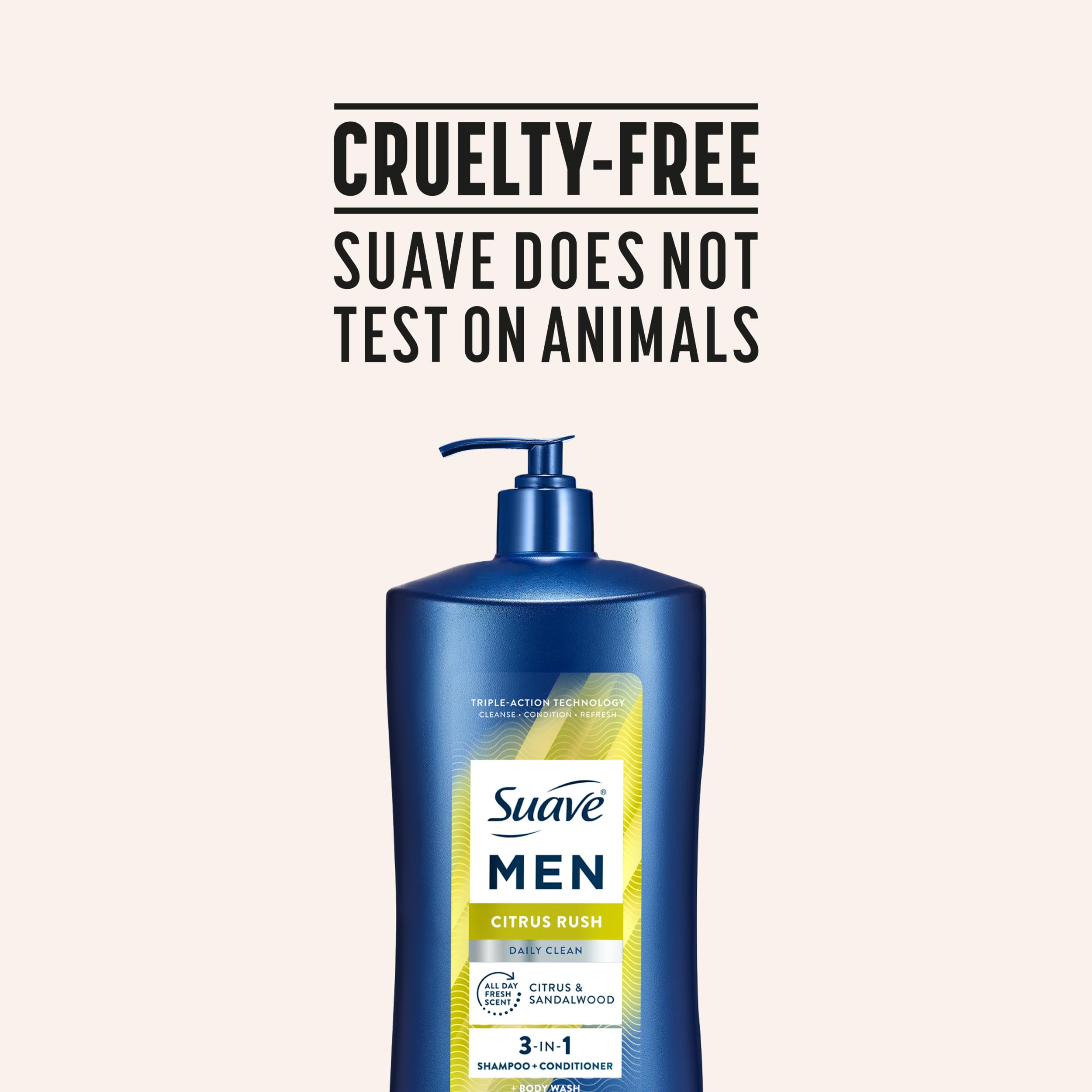 Suave Men Citrus Rush packaging-on-shelf communicates value and accessibility.